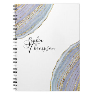Espiral Caderno Dourado elegante moderno da ágata de Geode