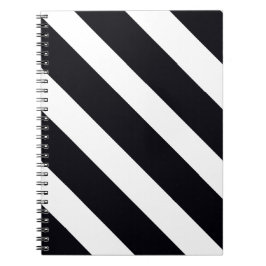 Espiral Caderno Elegante com Listras Pretas e Brancas