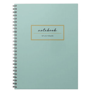 Espiral Caderno Elegante Monograma Verde Dourado Profissio