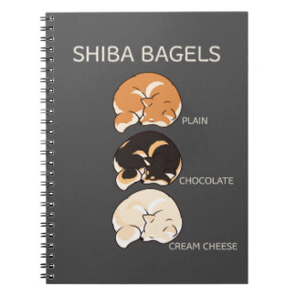 Espiral Caderno Engraçado do Shiba Inu - Shiba Bagels (3 S
