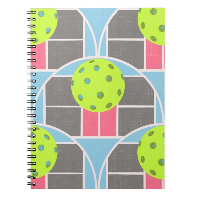 Espiral Caderno escavado de Pickleball moderno (Frente)