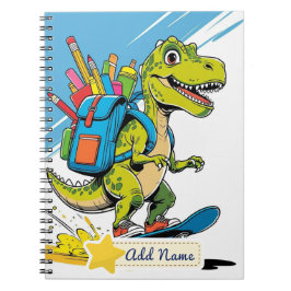 Espiral Caderno Escolar de Dinossauro Editável