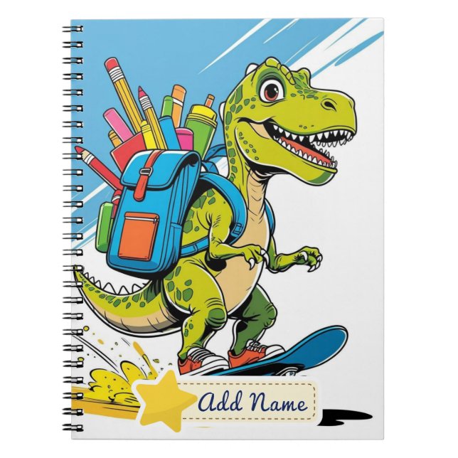 Espiral Caderno Escolar de Dinossauro Editável (Frente)