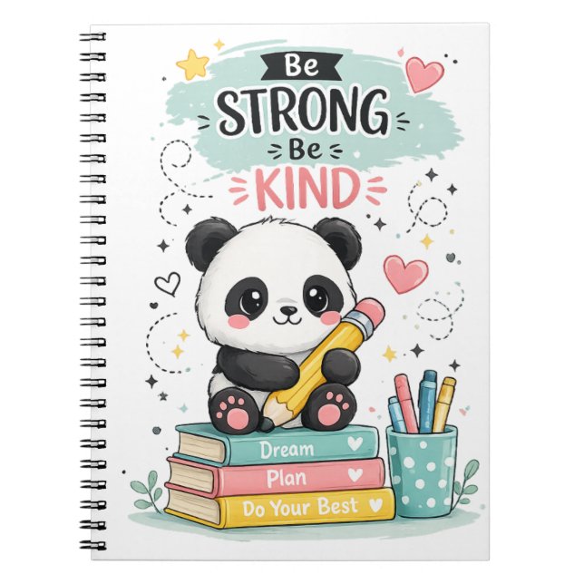Espiral Caderno Escolar de Panda Fofo (Frente)