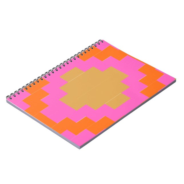 Espiral Caderno Escolar Geométrico Rosa Laranja Groovy Ret (Left Side)