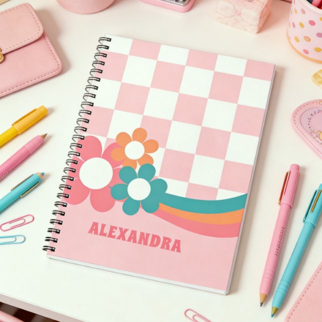 Espiral Caderno Escolar Menina Rosa Personalizado (Criador carregado)