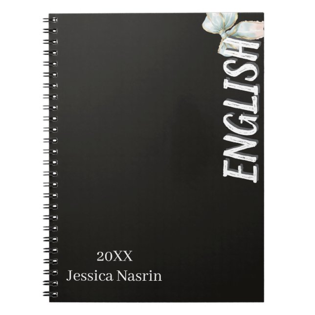 Espiral Caderno Escolar Minimalista Lilás Texto Vertical (Frente)