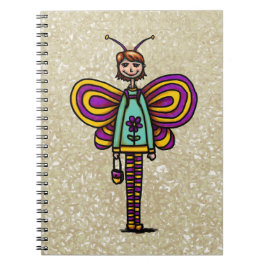 Espiral Caderno Espiral, Garotinha Borboleta Fofo