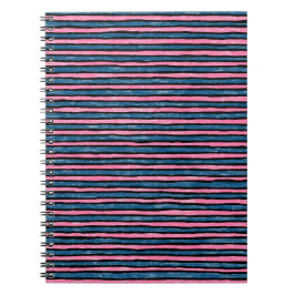Espiral Caderno Espiral, Listras Pintadas, Azul e Rosa