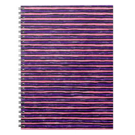 Espiral Caderno Espiral, Listras Pintadas, Rosa e Roxo