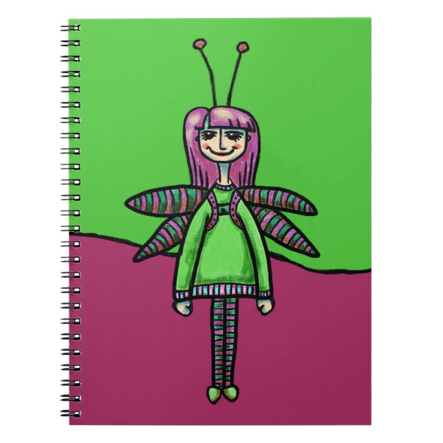 Espiral Caderno Espiral, Menina de Libélula Fofa (Frente)