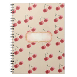 Espiral Caderno estético de cereja vermelha 📓
