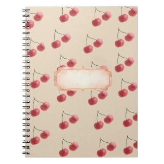 Espiral Caderno estético de cereja vermelha 📓