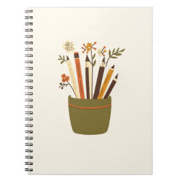 Espiral Caderno Estético de Estudo de Suporte de Lápis Flo