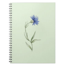 Caderno Estético Flor Azul Verde