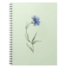 Espiral Caderno Estético Flor Azul Verde