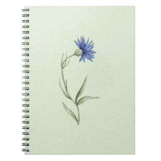 Espiral Caderno Estético Flor Azul Verde