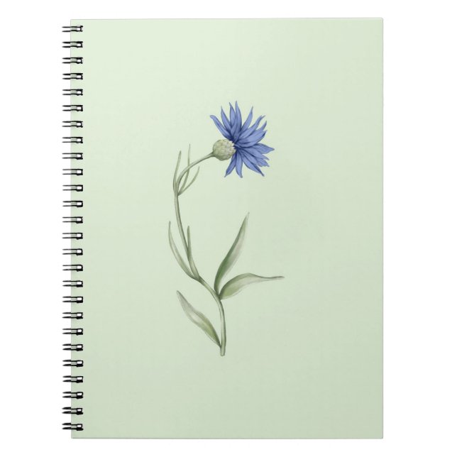 Espiral Caderno Estético Flor Azul Verde (Frente)