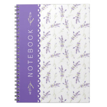 Caderno Estético Floral Branco e Lavanda Bonito