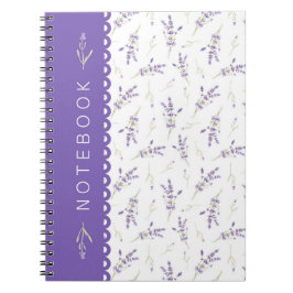 Espiral Caderno Estético Floral Branco e Lavanda Bonito