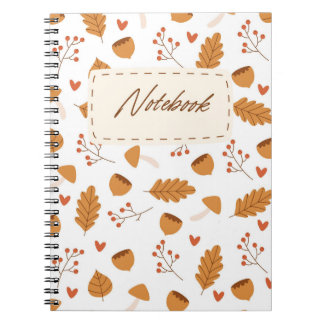 Espiral Caderno Estético Floral de Outono Amarelo Bonito