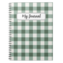 Caderno Estético Personalizado Xadrez Verde Salvia