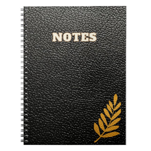 Espiral caderno estilo couro preto (Frente)