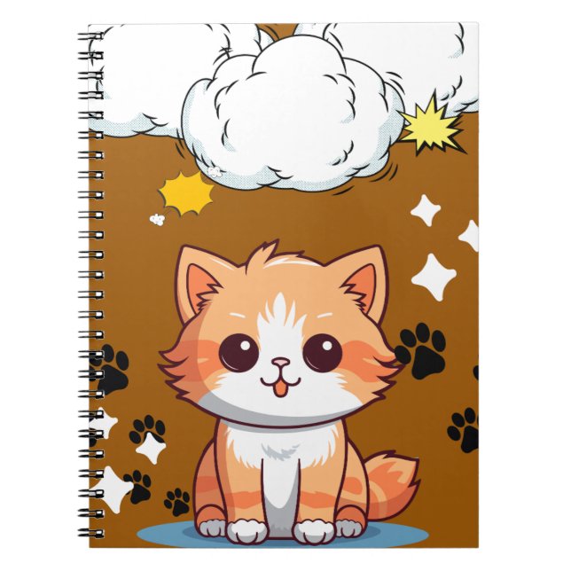 Espiral Caderno Explosão de Gato Laranja Fofo – Quadrinhos (Frente)