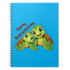 Espiral Caderno Facilmente Distraído por Tartarugas