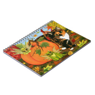 Espiral Caderno feericamente do outono da queda dos gatos