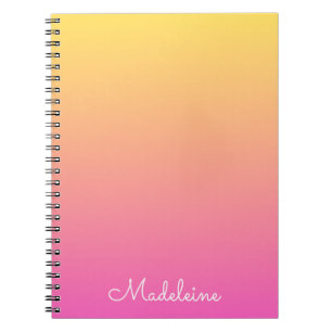 Espiral Caderno Feminino com Gradiente Amarelo e Rosa Past