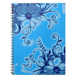 Espiral Caderno Flor Azul