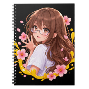 Espiral Caderno Flor de Cerejeira Menina Anime Kawaii