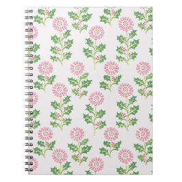 Espiral Caderno Flor de Margarida Rosa e Azevinho Branco B
