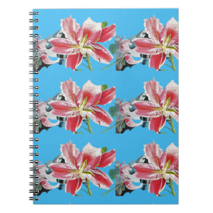 Espiral Caderno Flor Floral Flores Lírio Azul