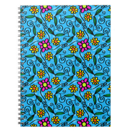 Espiral Caderno Floral Abstrato