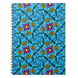 Espiral Caderno Floral Abstrato