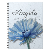 Caderno Floral Azul Nome | Diário de Centáurea