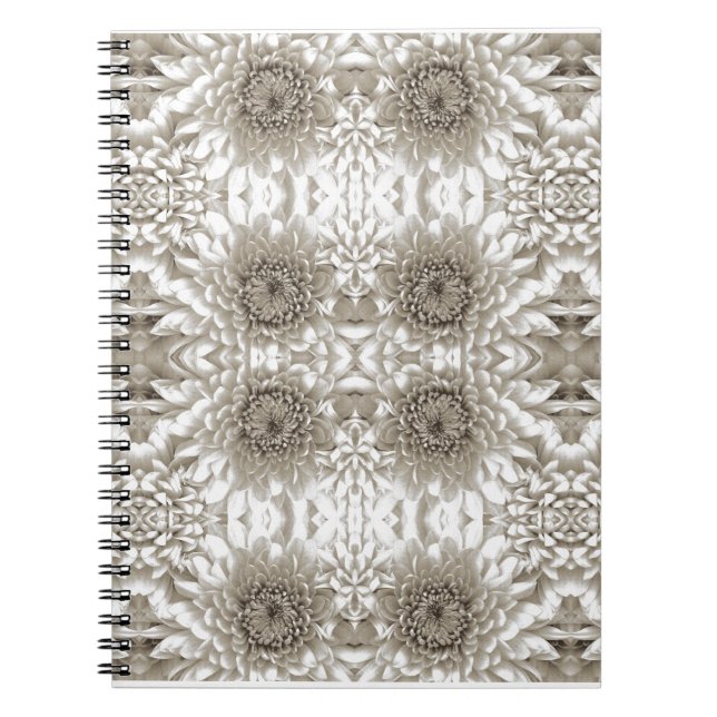 Espiral Caderno Floral Bege Elegante (Frente)