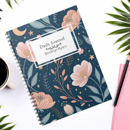 Espiral Caderno Floral BOHO Nome Personalizado/