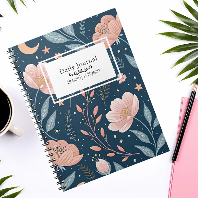 Espiral Caderno Floral BOHO Nome Personalizado/ (Criador carregado)