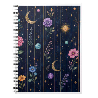 Espiral Caderno Floral Celestial