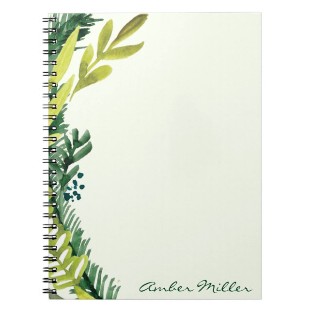 Espiral Caderno floral da folha da aguarela (Frente)