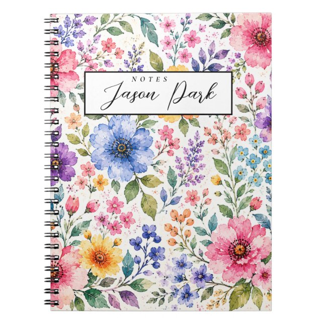 Espiral Caderno Floral de Aquarela (Frente)