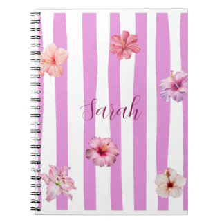 Espiral Caderno floral de aquarela de lavanda personalizad