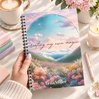 Espiral Caderno Floral de Aquarela Pastel Etéreo
