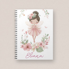 Espiral Caderno Floral de Fadas com Nome Personalizado par
