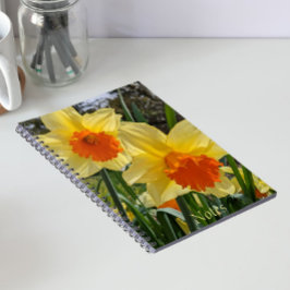 Espiral Caderno Floral de Narcisos Amarelos e Laranjas
