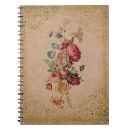 Espiral Caderno floral do rosa bonito do vintage do
