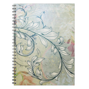 Espiral Caderno floral elegante